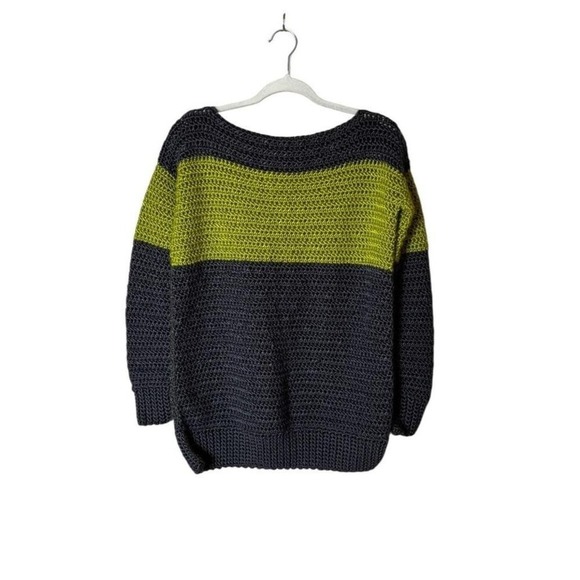 Womens Handmade Crochet Sweater Jumper Size Small Striped Bohemian Preppy Indie
